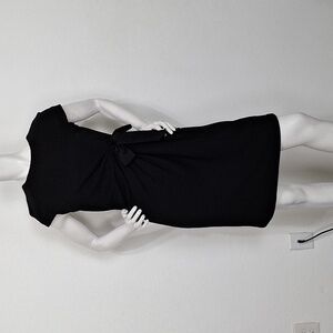 Taylor Black Classic Textured Preppy Glam Sheath Side Bow Cocktail Dress Size 6